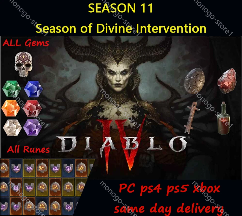 SEASON 11 DIABLO All Runes&All GEMS ✅ PC PS4 PS5 XBOX✅ DIABLO IV