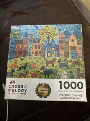 Cross & Glory - Colorful Canines: A Dog Park Day 1000 Piece New Sealed