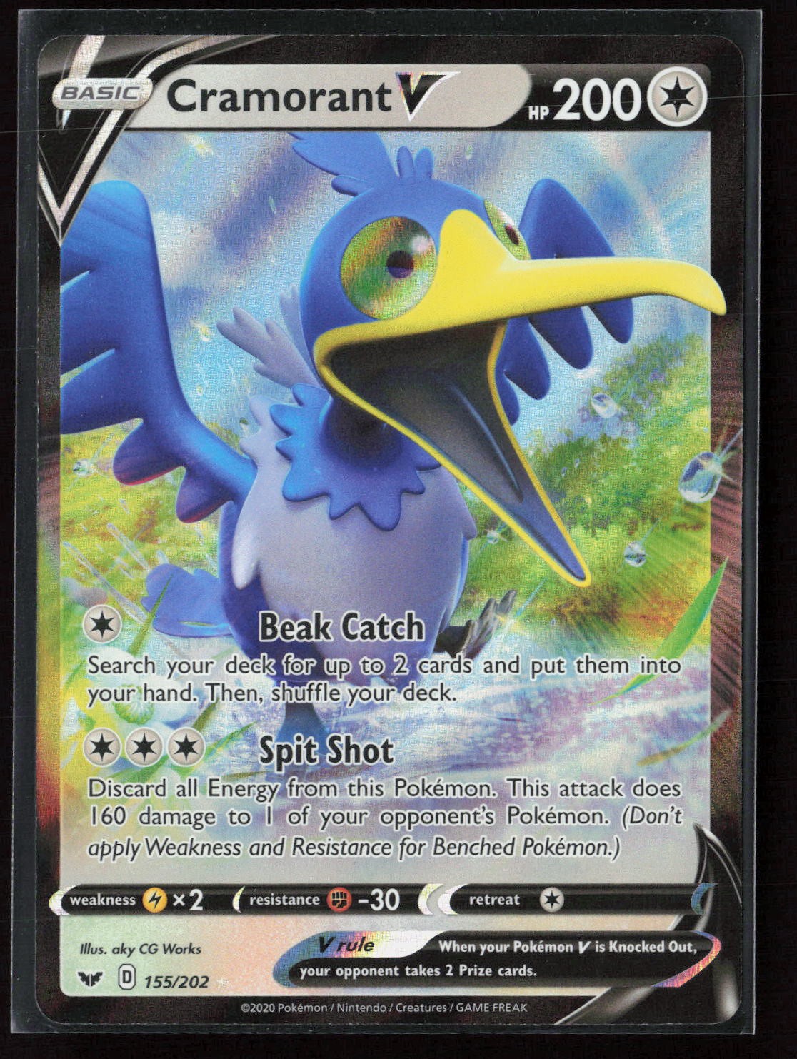 Cramorant V 155/202 V Rare Holo Sword & Shield Pokemon NM