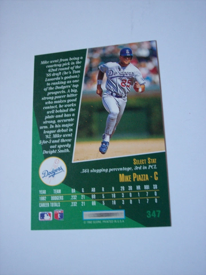 1993 Score Select baseball Mike Piazza Rookie card #347 NM or better - Image 2 of 2
