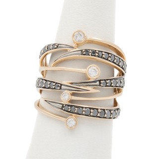 LeVian 14k Rose Gold Black and White Diamond Size 6.75 Bypass Ring #JB648 3
