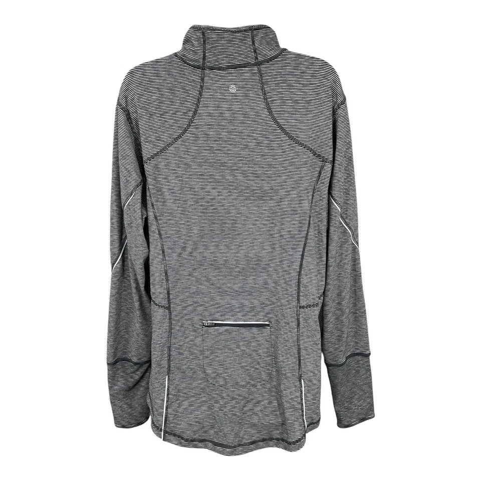 Pulôver feminino tangerina academia atlética listrado quarto de zíper manga longa tamanho XL - Imagem 2 de 4