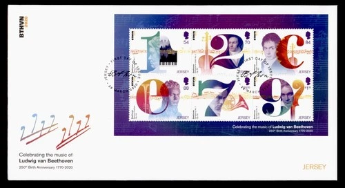 DR WHO 2020 GB JERSEY FDC BEETHOVEN MUSIC S/S M68311