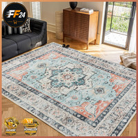 Teppich Vintage Waschbar Kurzflor 160X230Cm Boho Orient Design Orange-GrüN