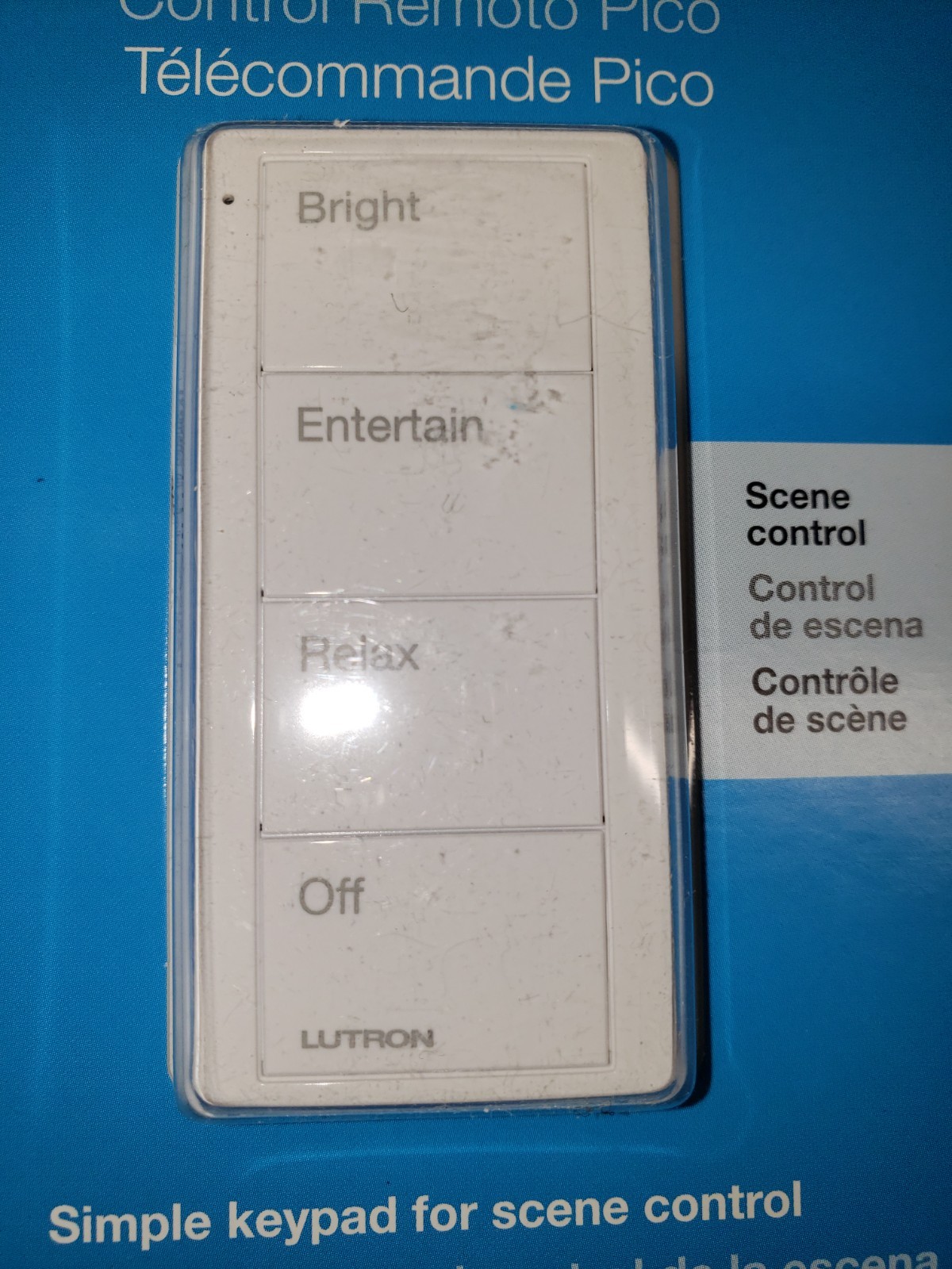 Lutron Pico Control - 4-Button Any Room Scene Control PJ2-4B-GWH-P03 Gloss White
