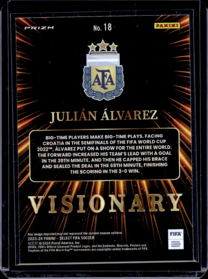 2023 Select FIFA Julian Alvarez Visionary Silver Prizm #18
