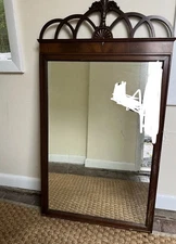 Vintage Mahogany Wall Mirror Federal Style Eagle Fan Crest Albany NY 40x22