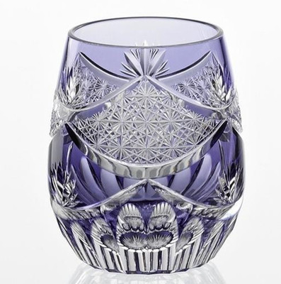Edo Kiriko Junichi Nabetani ''Yunagi'' Purple Old-Fashioned Glass From Japan NEW