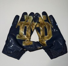 USED 2024 TEAM ISSUED NOTRE DAME FOOTBALL UNDER ARMOUR SHAMROCK SERIES GLOVES