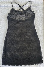 Victoria's Secret Black Lace Sheer Babydoll Lingerie Nighty Fits Like SZ S