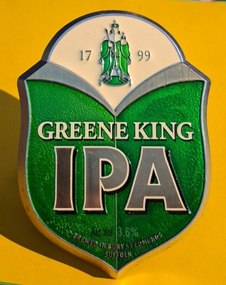Bier Zapfsäule Clip Abzeichen GREENE KING Brauerei IPA Real Ale Suffolk Kunststoff