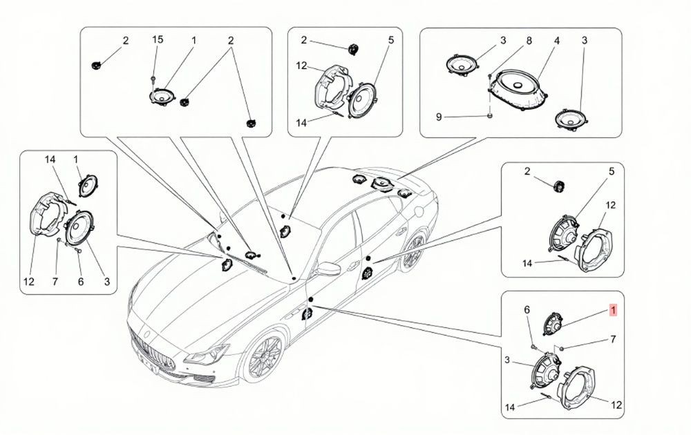 Maserati Quattroporte 2013-2019 REAR+LEFT Speaker