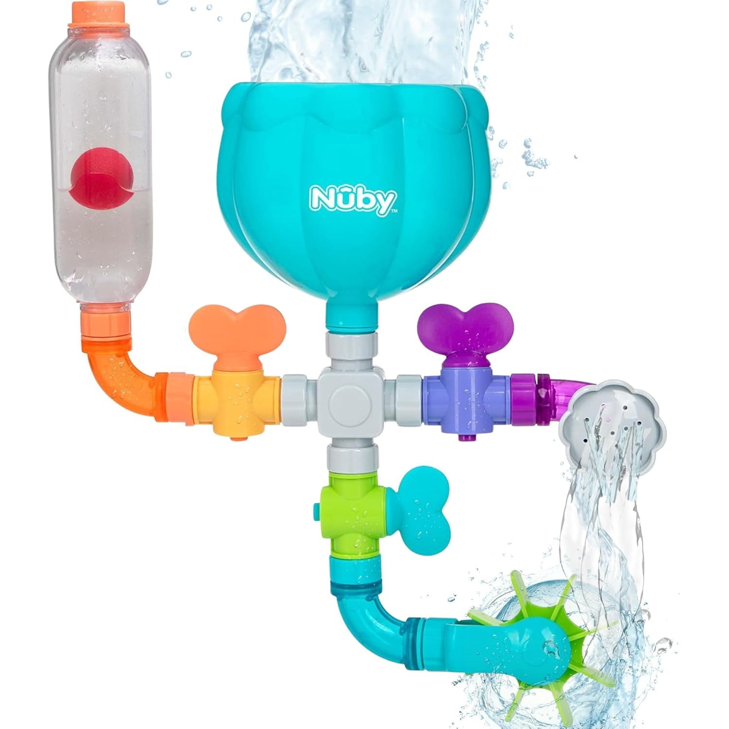 Nuby Wacky Waterworks Pipes Bath Toy - Baby Bathtub Toy with Interactive Feature