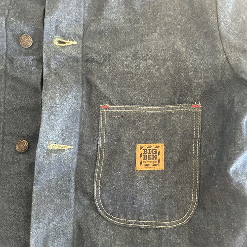 VTG Wrangler Big Ben Blanket Lined Denim Chore Coat Sz 40 Corduroy Made In USA - Bild 3 von 7