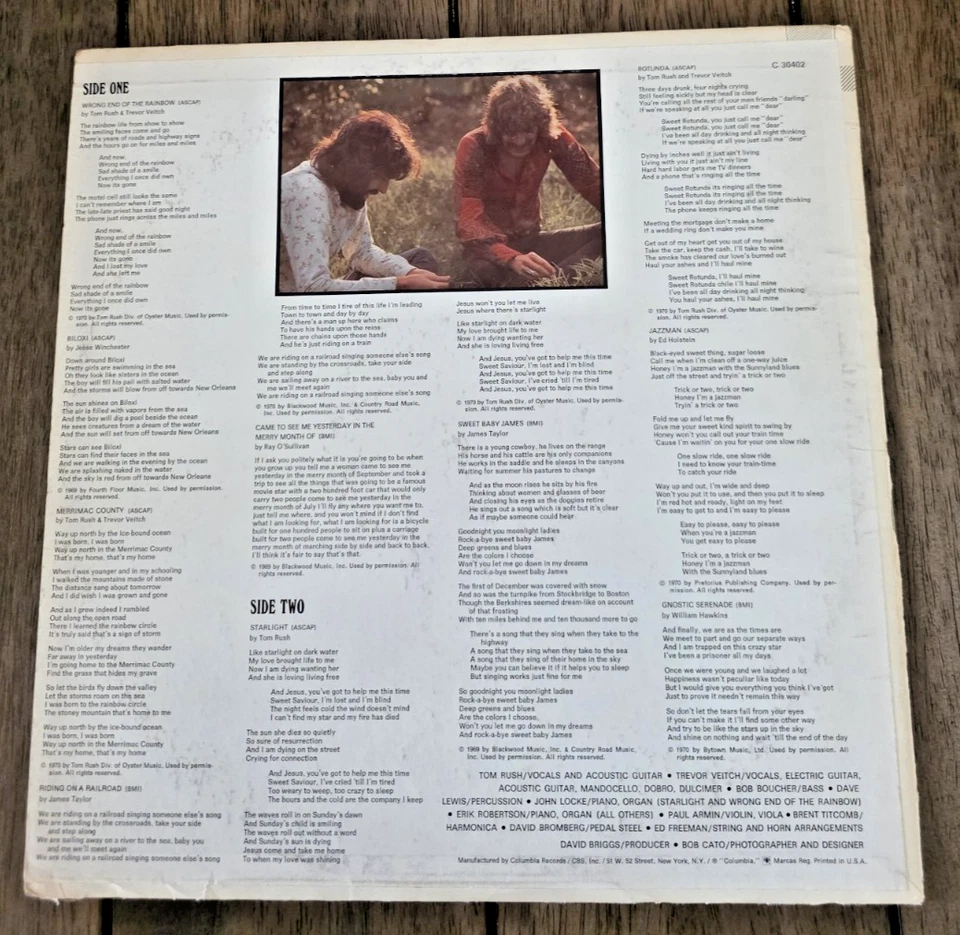 Tom Rush – Wrong End Of The Rainbow - 1970 - Columbia C 30402 Vinyl LP - Image 2 of 2