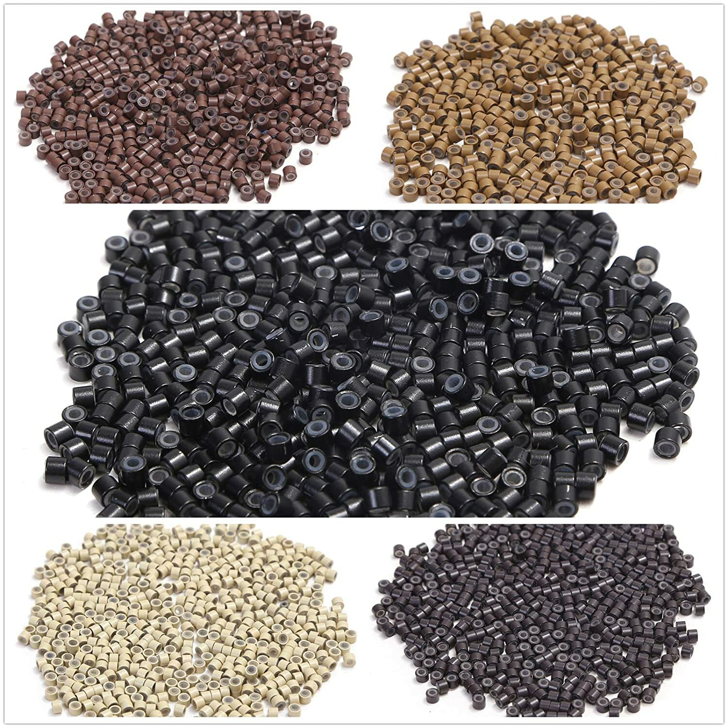 Image 01 - 5mm Silicone Lined Micro Rings Links Micro Beads for Hair Extensions 500-1000Pcs