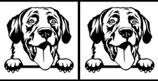 Labrador Retriever Lab Two 5" Black Vinyl Decals Car Windows Laptop Tablet