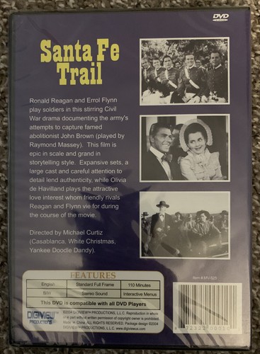 Santa Fe Trail DVD, Digitally Remastered, B&W New, Sealed - Picture 2 of 2