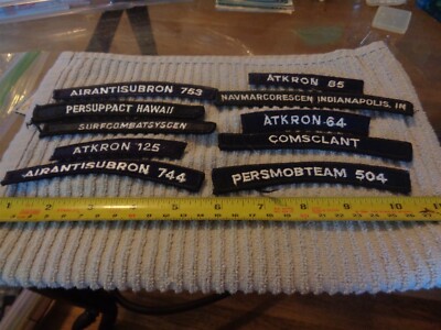 Ten (10) Different Navy Tabs or Rockers (BOX KIWI BAG#XY24)