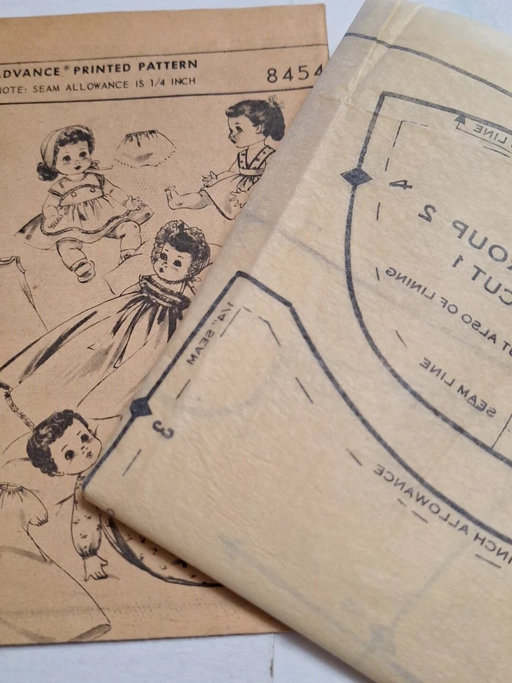 16" Doll Clothing Wardrobe Advance 8454 Sewing Pattern Cut VTG Betsy Wetsy Suzy - Image 4 of 4