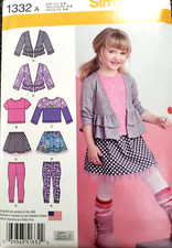 Simplicity 1332 Girls Sz 3-8 Skirt Leggings Tops Ruffle Cardigan New Uncut