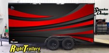 2 Sides Red Black Curves Grunge Wave Trailer RV Wrap Decal Graphic Various Sizes