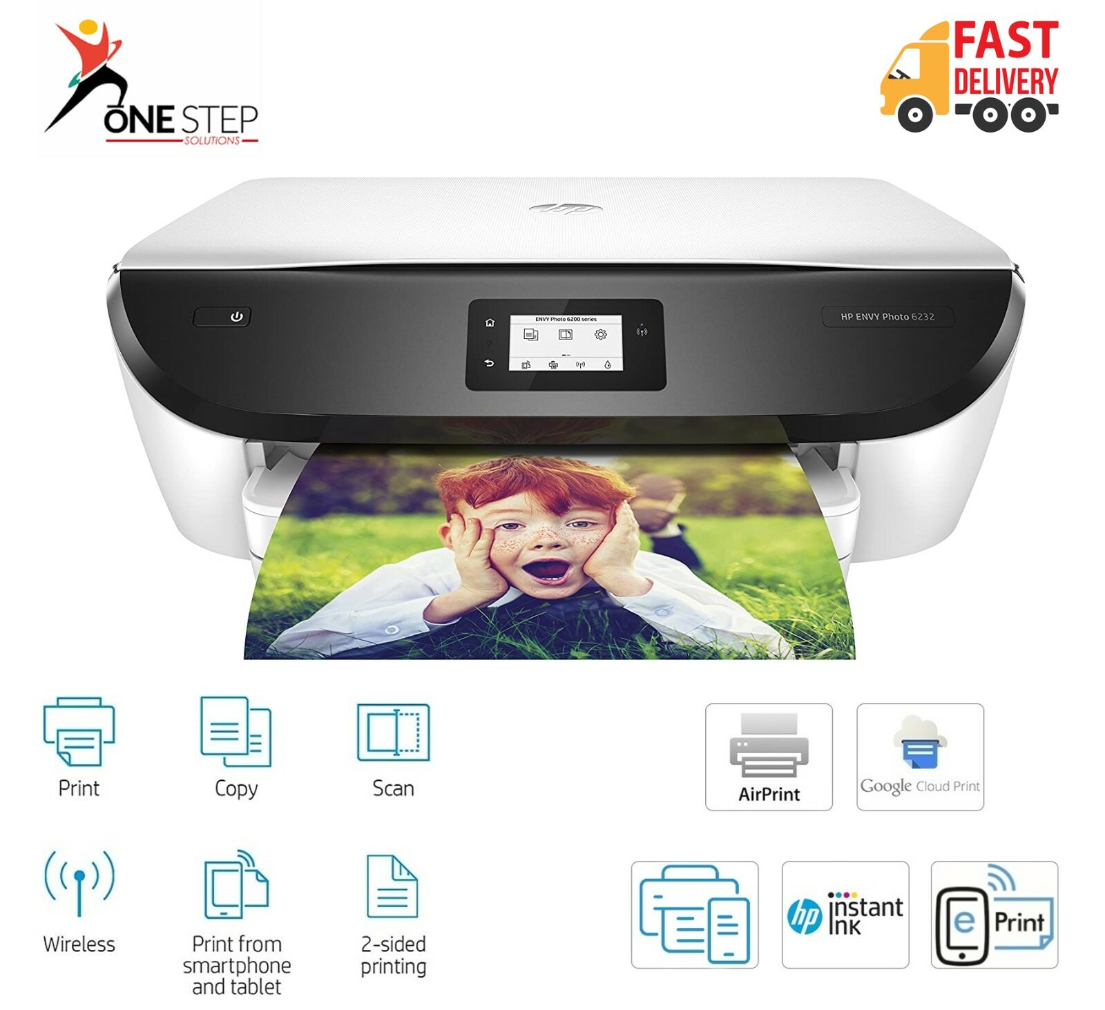 HP Envy Photo 6234 All-in-One Wireless Inkjet Printer - White (K7S21B) for  sale online | eBay