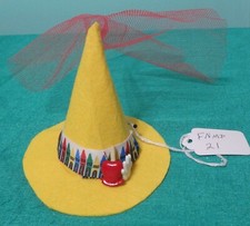 Yellow Pointed Fascinator Teacher Band Red Veil Women Girls Medium Dolls FNPM21