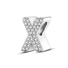 MULA Original Letter X Charm Clear AAA CZ Fit Women Bracelet 925 Sterling Silver