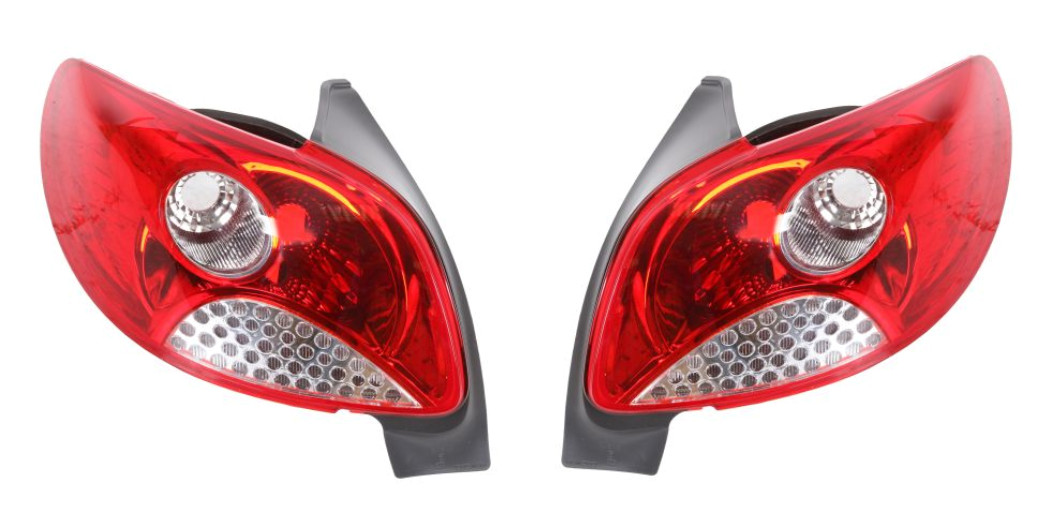 Feu arrière gauche et droite pour Peugeot 206+ Hatchback 5 portes de 2009 à 2012 en rouge d'origine