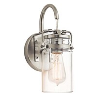 Wandleuchte Lampe Stahl Glas Nickel 1 Flammig H 29,2 Cm Flurleuchte Treppenlampe