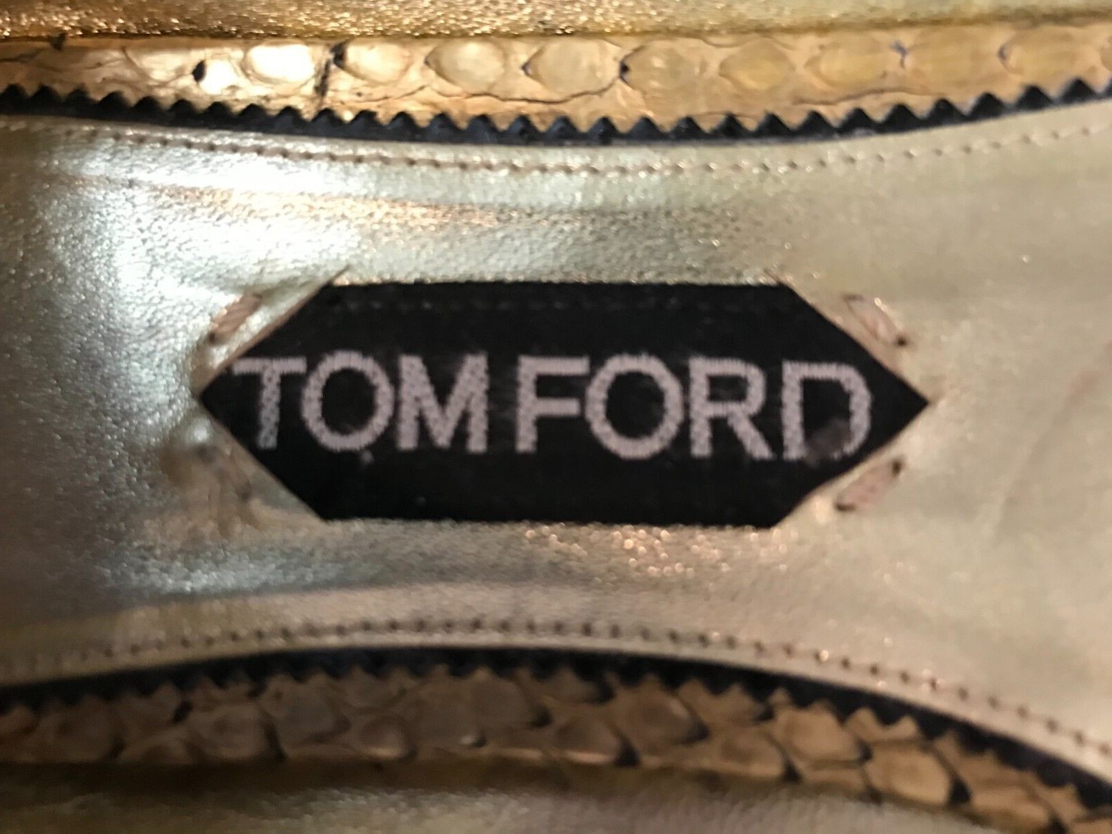 Tom Ford Ballerina Flats gold python with black s… - image 7