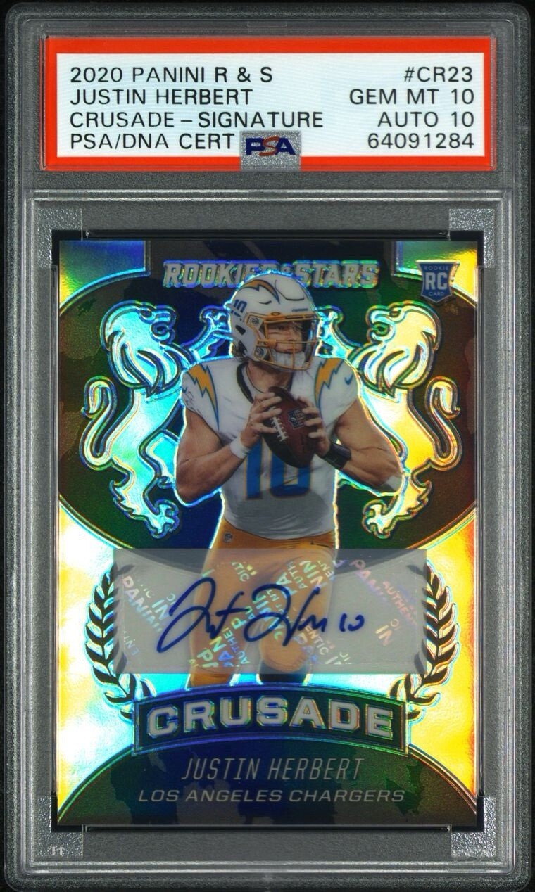 Justin Herbert Panini Rookies & Stars Crusade #CR23 Signature