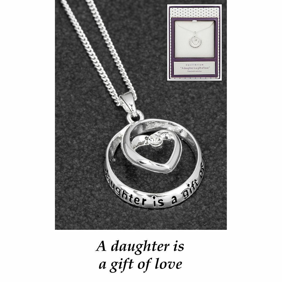 Equilibrium Silver Plated Heart Circle Necklace Daughter