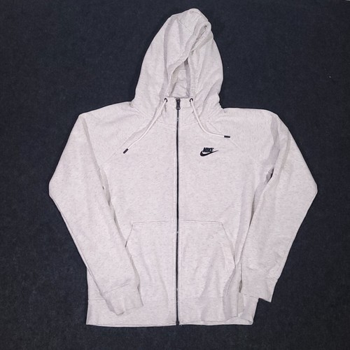 Nike Sportswear Club Fleece Hoodie Mens Medium Gray Full Zip Sweatshirt Logo