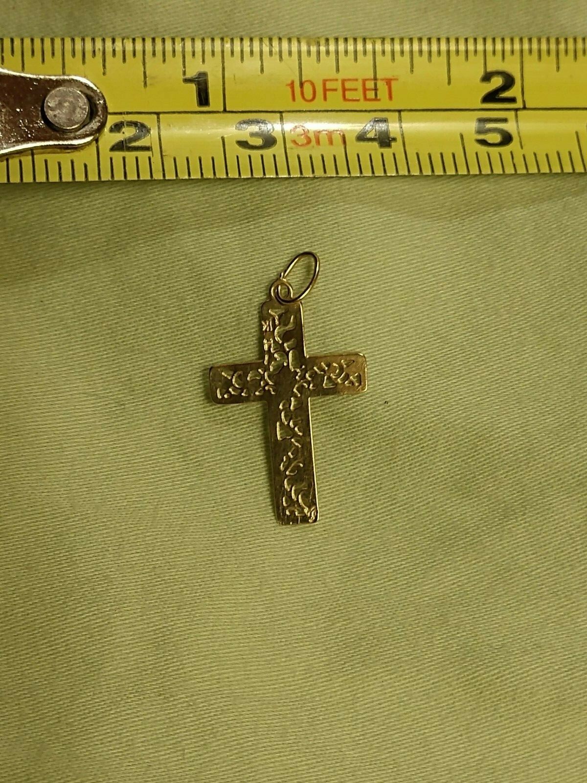 14K SOLID GOLD Christian Cross Slide Pendant Charm KE… Gem