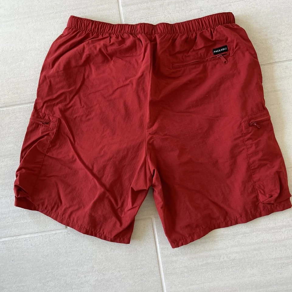 Pantalones cortos Columbia para hombre, medianos, embalables, forrados, nailon, rojos Foto 2 de 3