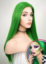 Green Straight Lace Front Wig Synthetic Wig Bright Green Long Straight Heat Safe