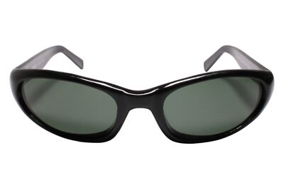 Genuine Vintage 80s 90s Style Mens Womens Green Oval Lens Black