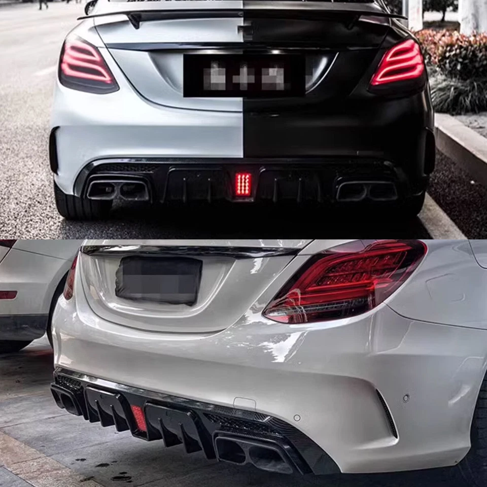 Heck Diffusor + Auspuffblenden Für Mercedes Benz W205 S205 C43 Carbon Look Sport - Bild 2 von 4