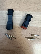 16 AWG Deutsch 2 Pin waterproof black Connector E008 Gold Pin With Extra Set Pin