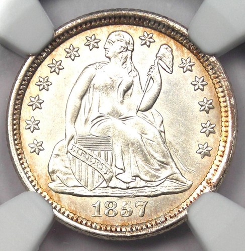 1857-O Seated Liberty Dime 10C - NGC Uncirculated Details (UNC MS) - Rare Coin! - Photo 1/5