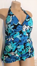 Swimsuits For All Tankini Blue Swimsuit Top Plus Sz 20 Swim Halter Wireless New 