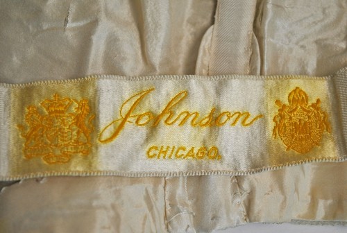 ANTIQUE DRESS BALL GOWN TAMBOUR LACE, LABEL JOHNSON, CHICAGO, 1890s - Picture 12 of 12
