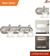 Modern Brushed Nickel Vanity Light - 24" Wide x 8" High - Satin Etched Glass