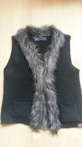 Strick Häkel Weste Jacke Damen in schwarz, Größe XS 34, Kunstfell, Neu - Bild 6 von 6