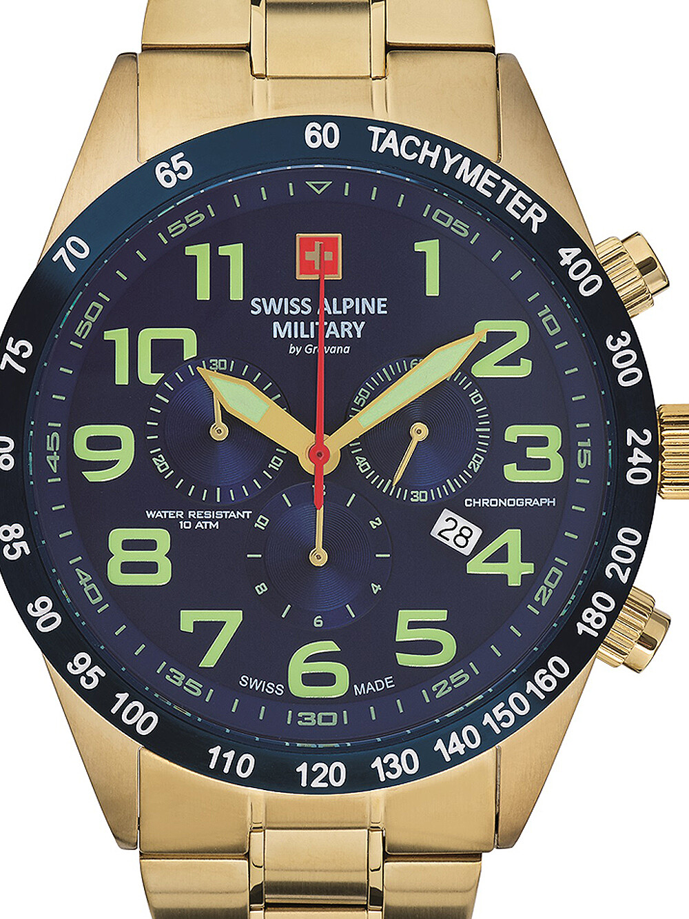Швейцарский альпийский военный хронограф 7047.9115 Herrenuhr 45mm 10ATM