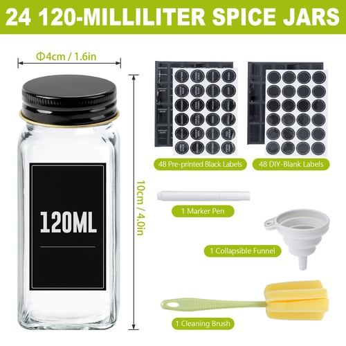 12/24er Set Gewürzgläser Vorratsgläser Gewürzglas Aufbewahrung mit Deckel Eckig - Bild 17 von 21