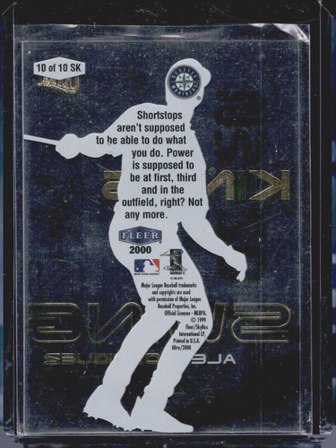 Inserto Fleer Ultra Alex Rodriguez Swing Kings 2000 acetato trasparente SK Mariners - Foto 2 di 2
