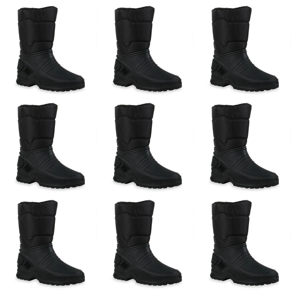 MARKENLOS Damen Stiefel Warm Gefütterte Winterstiefel Gesteppt Schlupf-Schuh 901089 Mode